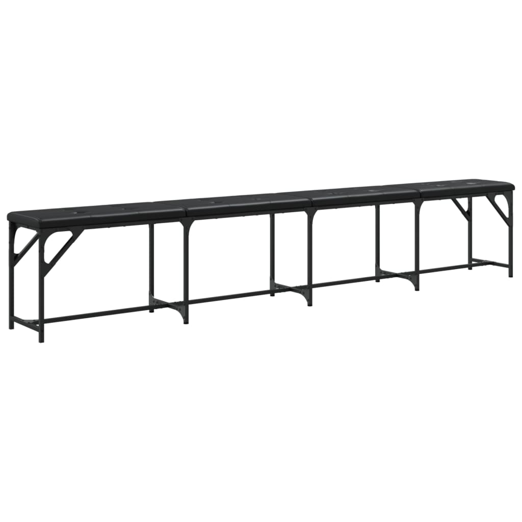Dining bench black 248x32x45 cm steel and imitation leather