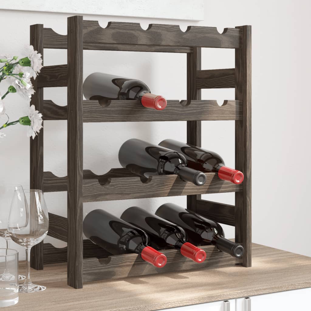 Wine rack for 16 bottles gray solid pine wood
