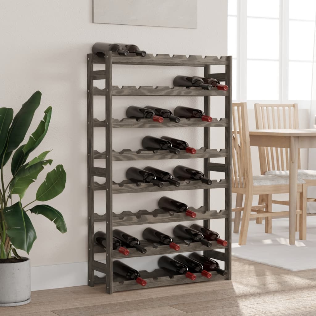Wine rack for 56 bottles gray solid pine wood