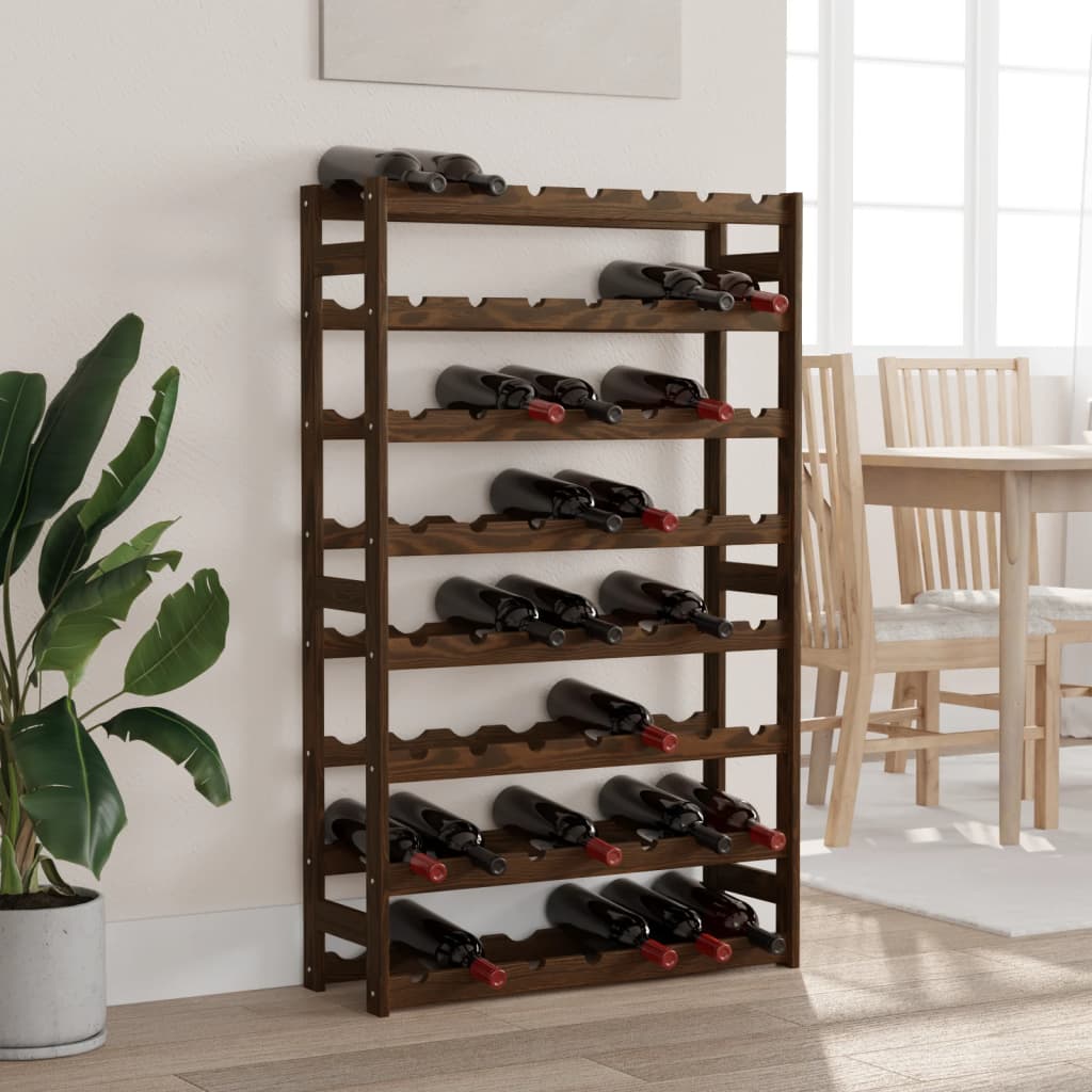 Wine rack for 56 bottles brown solid pine wood