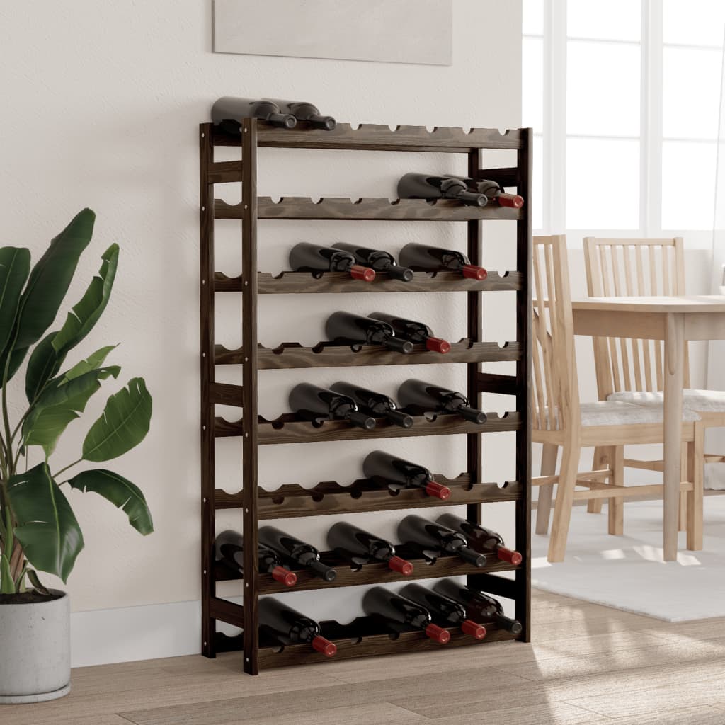 Wine rack for 56 bottles black solid pine wood