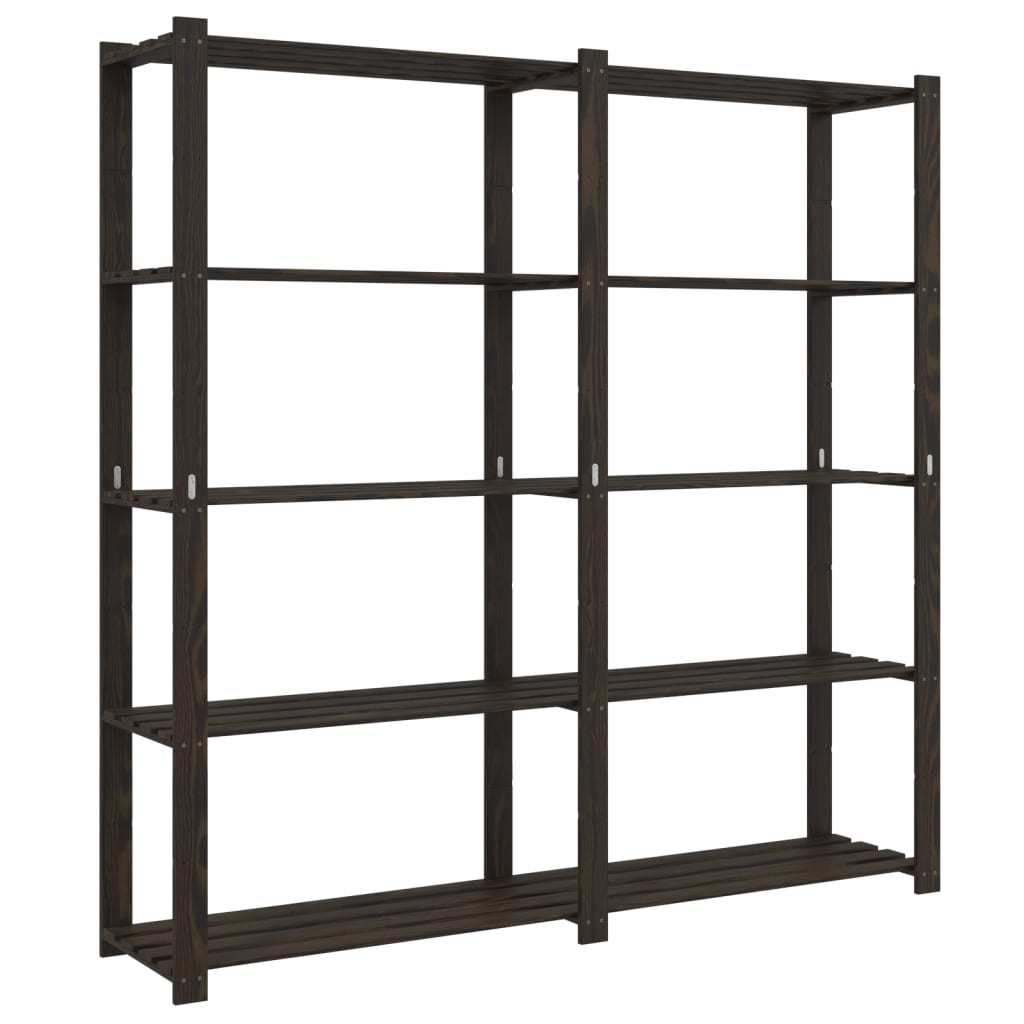 Storage rack with 5 shelves black 170x38x170 cm solid pine wood