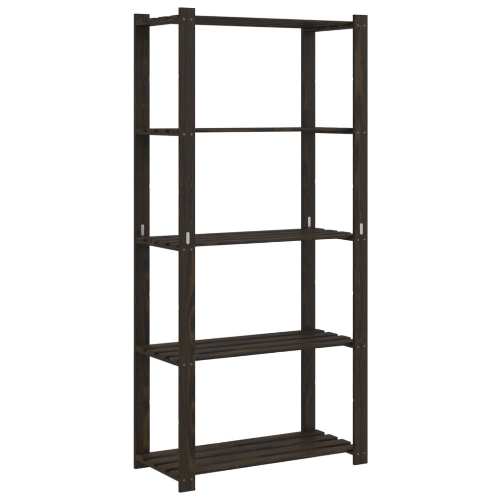 Storage rack with 5 shelves black 80x38x170 cm solid pine wood