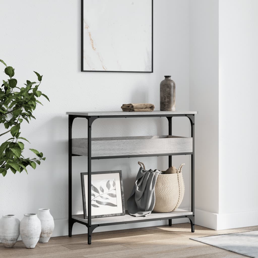 Console table with shelf gray Sonoma 75x29x75cm wood material