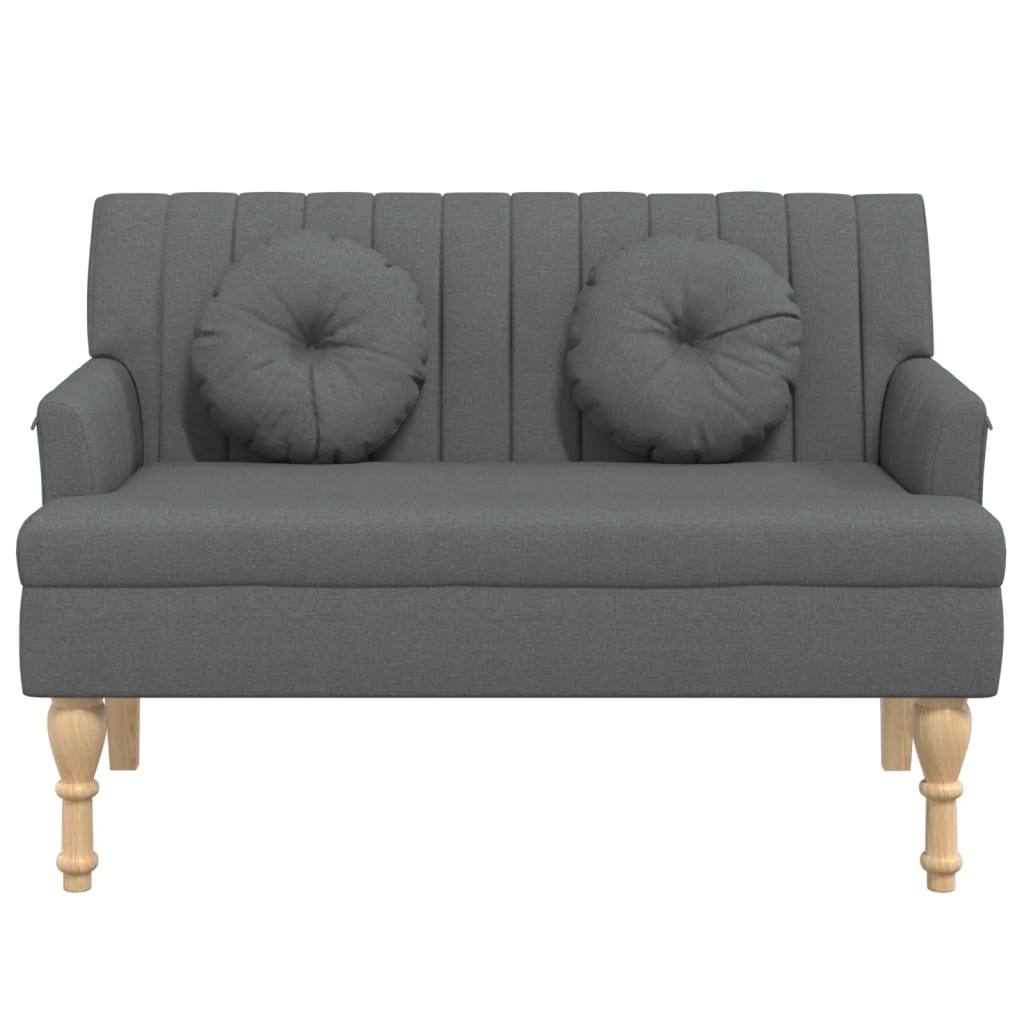 Bench with cushions dark gray 113x64.5x75.5 cm fabric