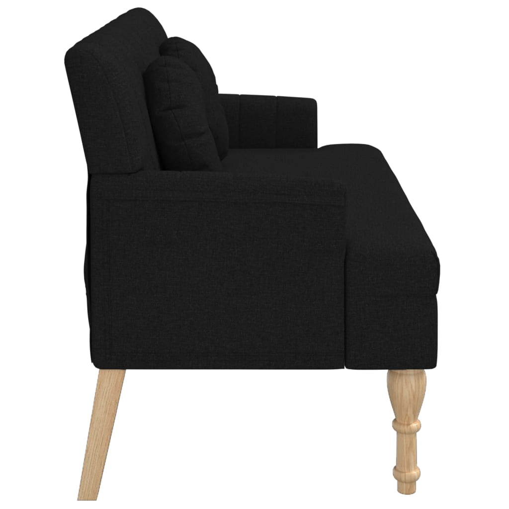 Bench with cushions black 113x64.5x75.5 cm fabric