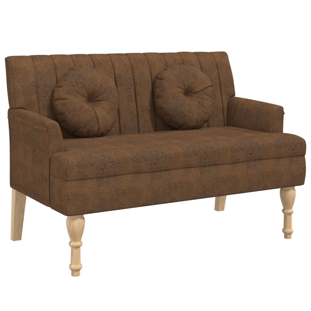 Bench with cushion brown 113x64.5x75.5 cm suede look
