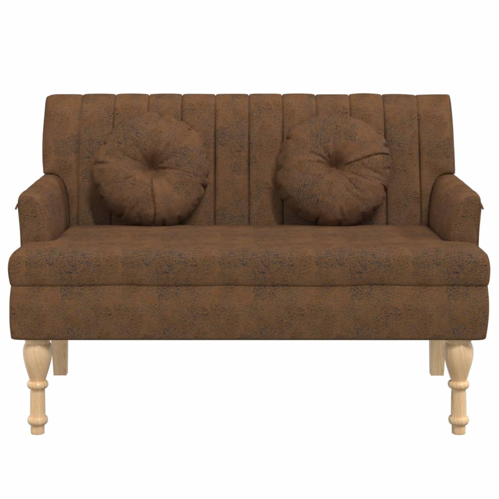 Bench with cushion brown 113x64.5x75.5 cm suede look