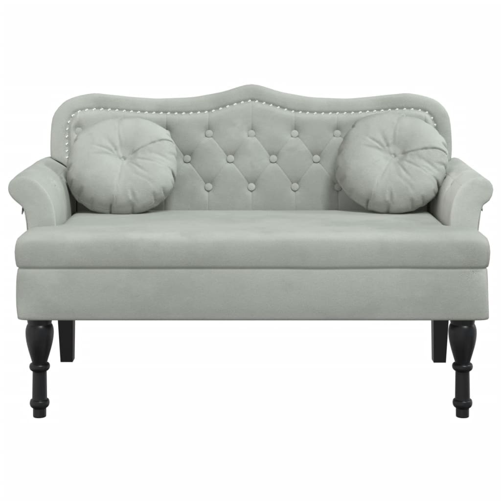 Bench with cushions light gray 120.5x65x75 cm velvet