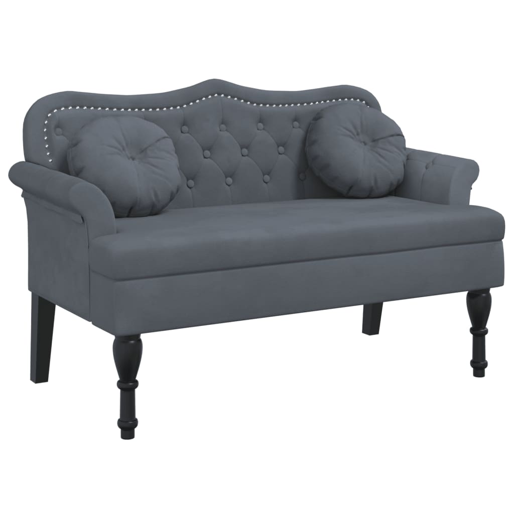 Bench with cushions dark gray 120.5x65x75 cm velvet