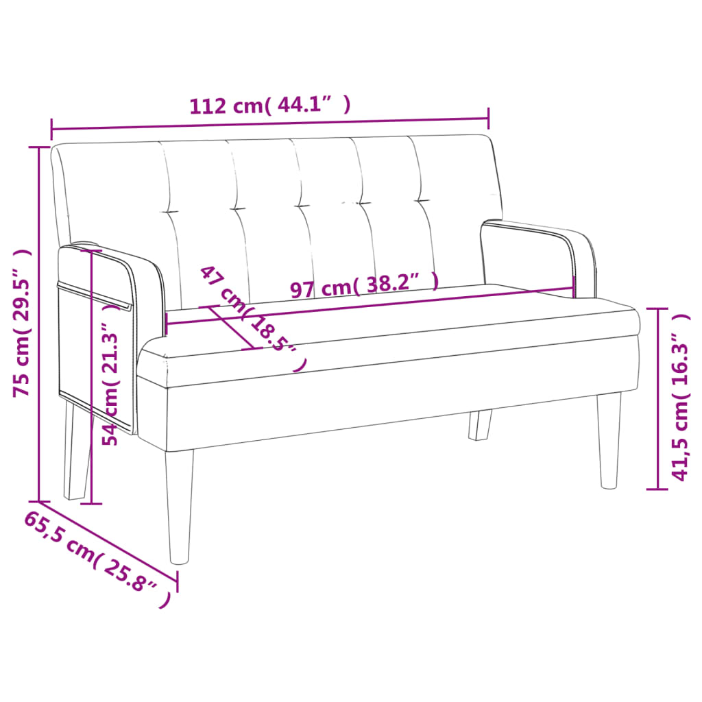 Sitzbank mit Rückenlehne Braun 112x65,5x75 cm Kunstleder
