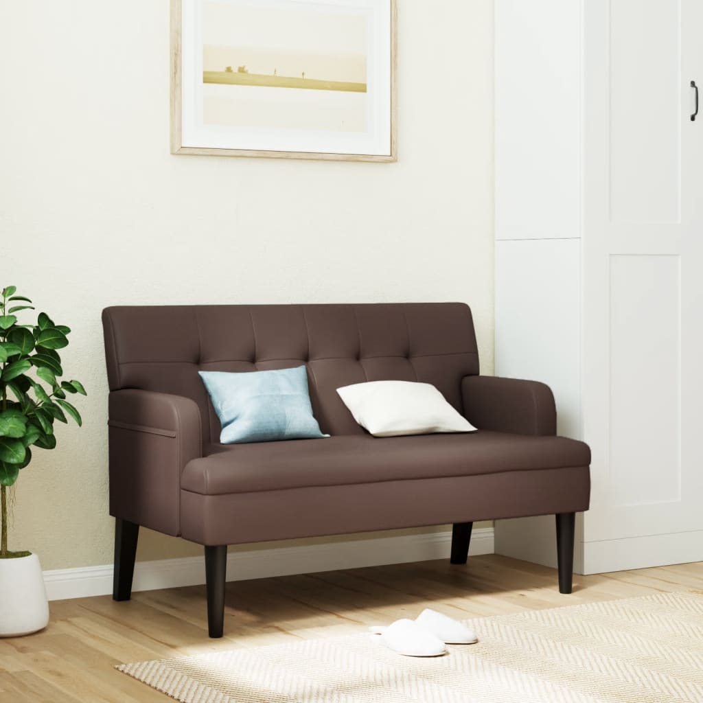 Bench with backrest brown 112x65.5x75 cm faux leather