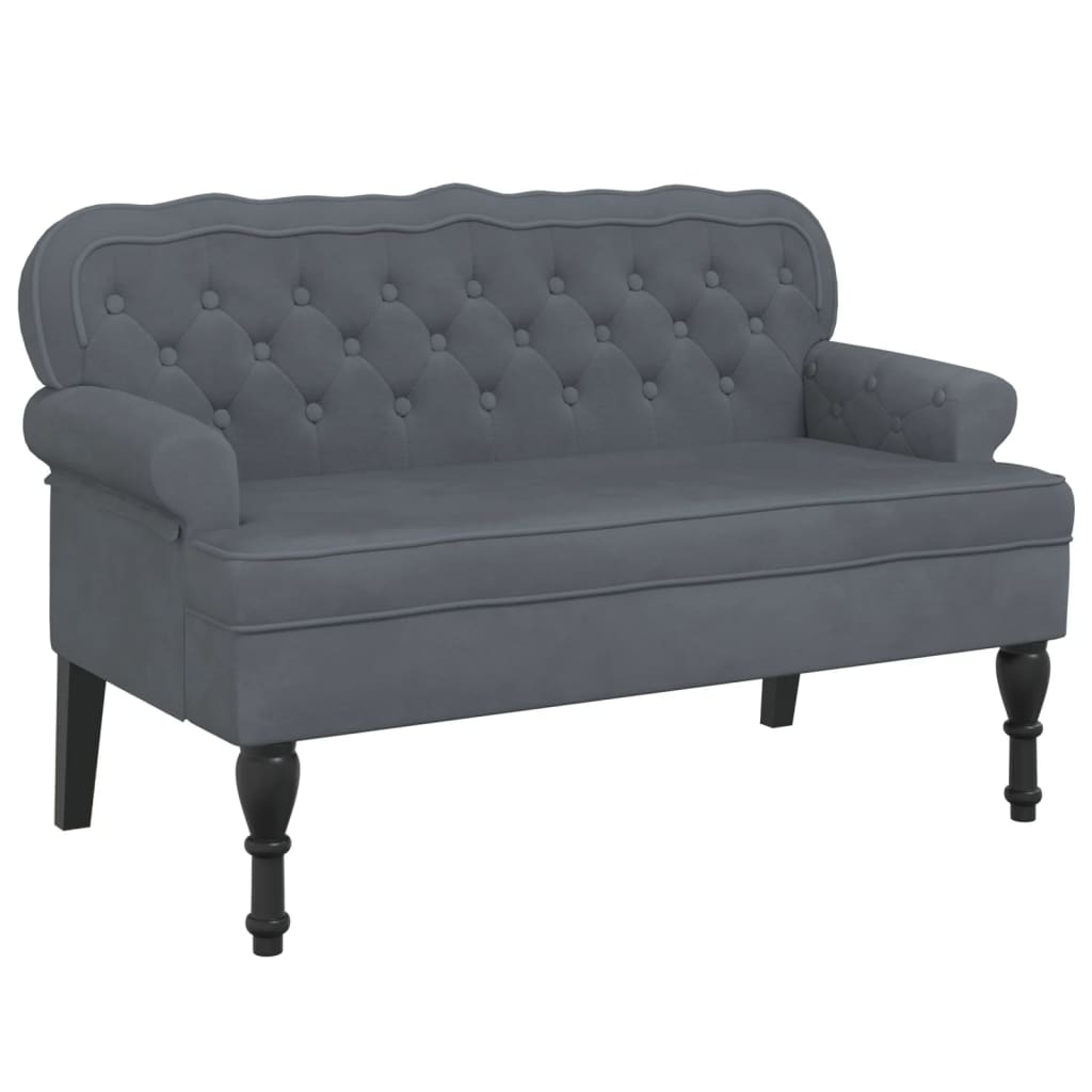 Bench with backrest dark gray 119.5x64.5x75 cm velvet