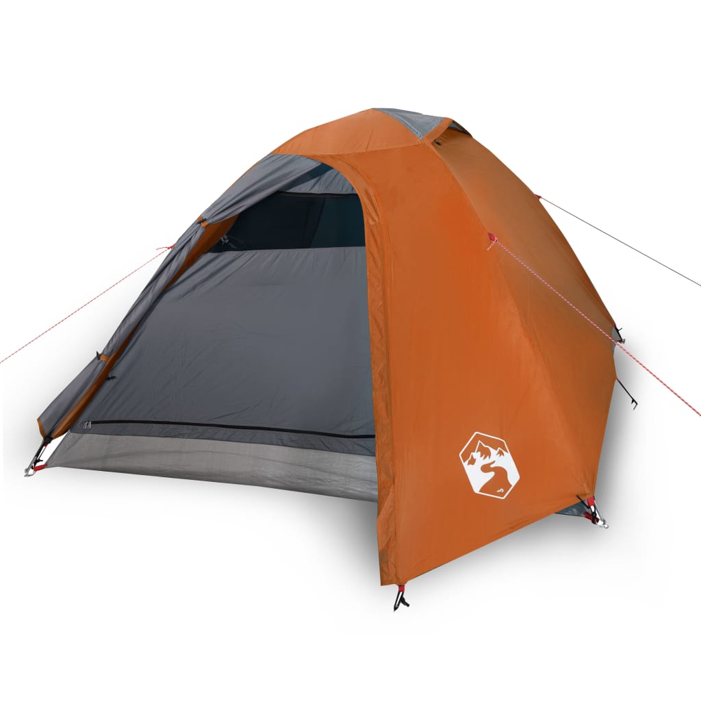 Campingzelt 2 Personen Grau & Orange 264x210x125 cm 185T Taft