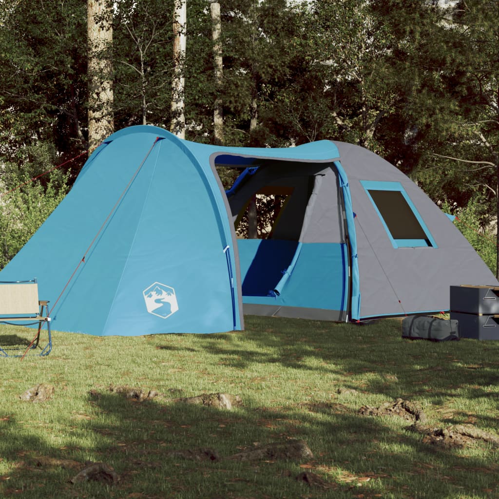Campingzelt 6 Personen Blau 466x342x200 cm 185T Taft