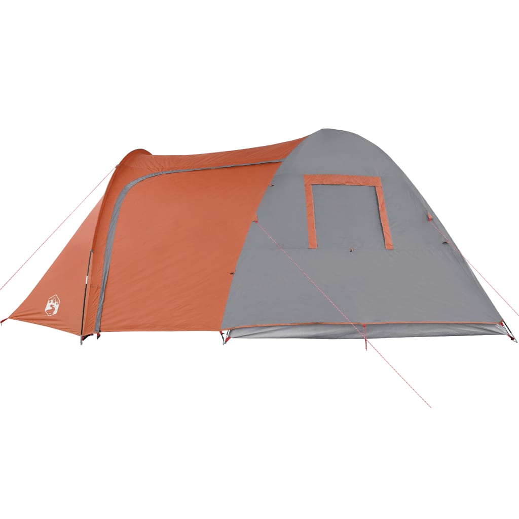 Campingzelt 6 Personen Grau & Orange 466x342x200 cm 185T Taft