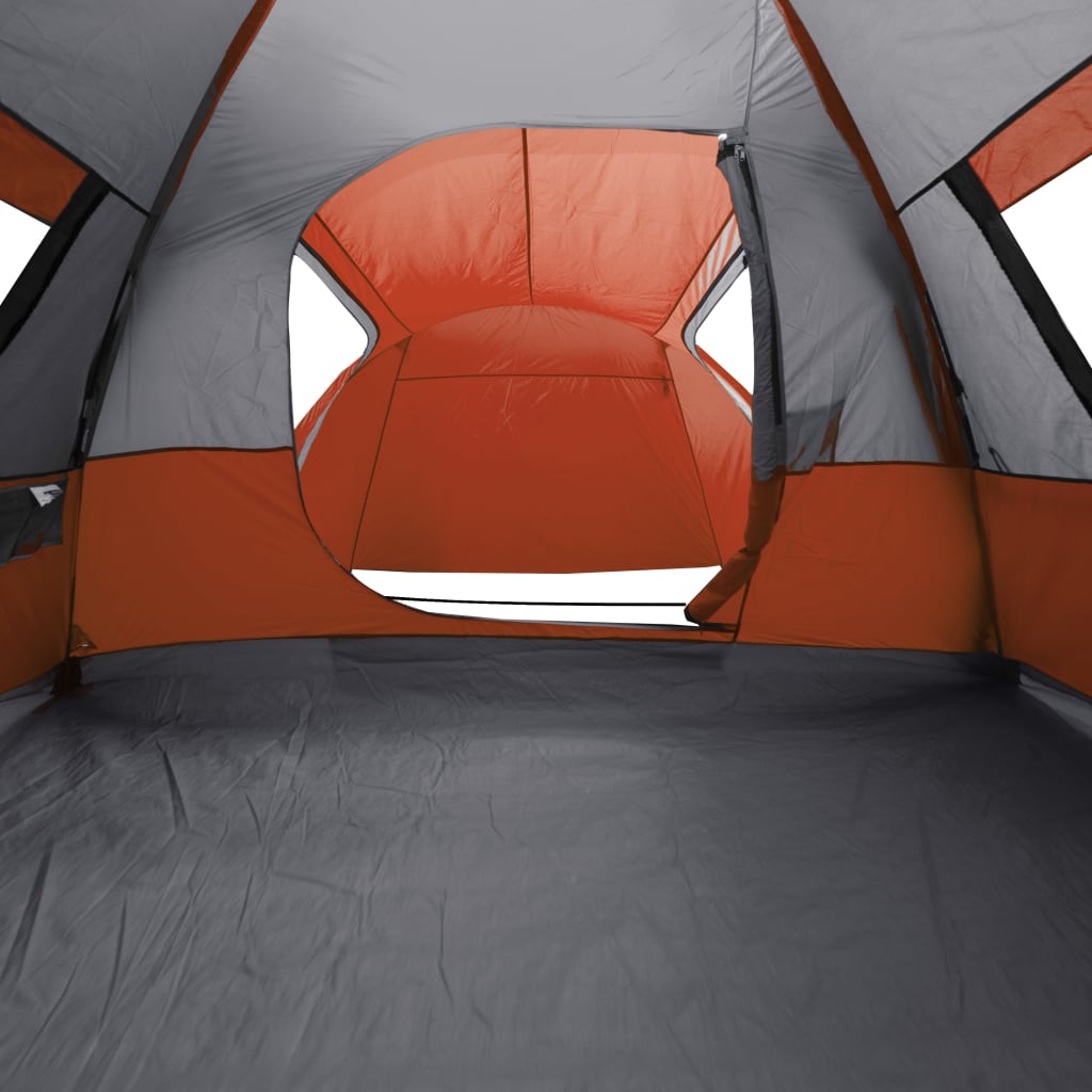Campingzelt 6 Personen Grau & Orange 466x342x200 cm 185T Taft