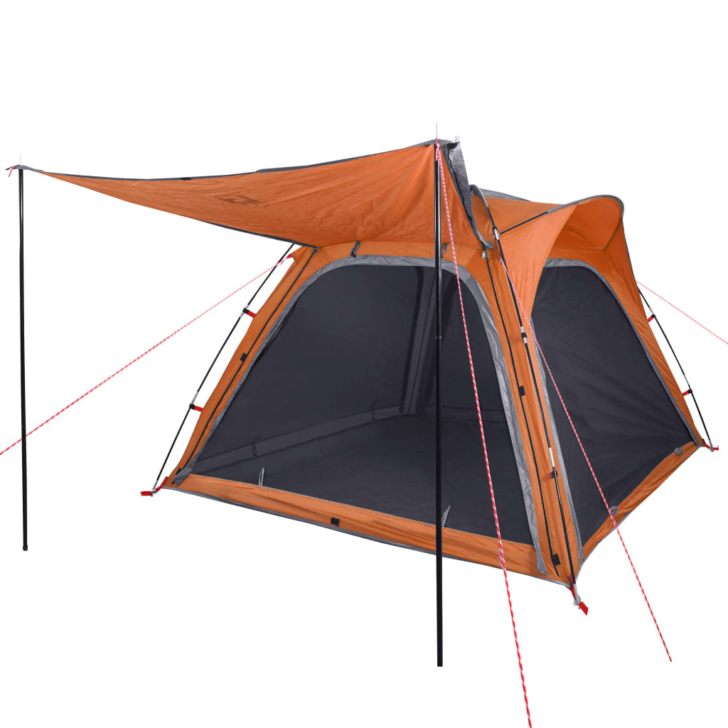 Campingzelt 4 Personen Grau & Orange 240x221x160 cm 185T Taft