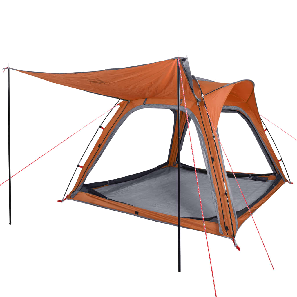 Campingzelt 4 Personen Grau & Orange 240x221x160 cm 185T Taft