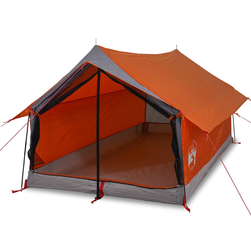 Campingzelt 2 Personen Grau & Orange 193x122x96 cm 185T Taft