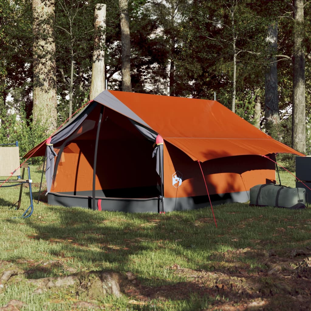 Campingzelt 2 Personen Grau & Orange 193x122x96 cm 185T Taft
