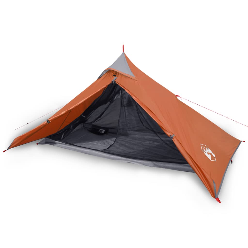 Campingzelt 1 Person Grau & Orange 255x153x130 cm 185T Taft