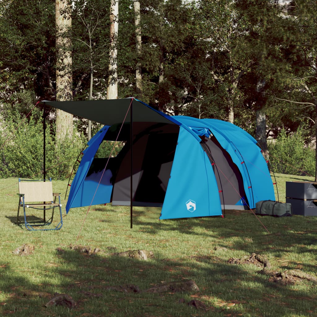 Campingzelt 4 Personen Blau 420x260x153 cm 185T Taft