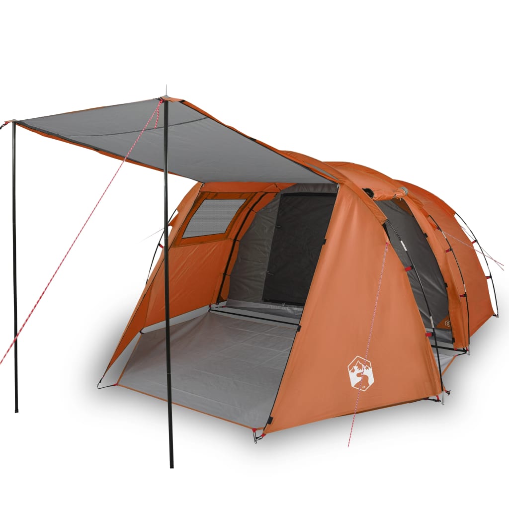 Campingzelt 4 Personen Grau & Orange 420x260x153 cm 185T Taft