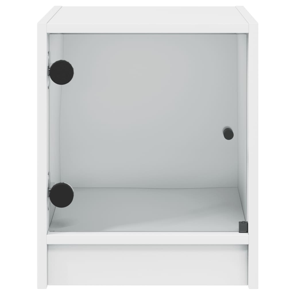 Nachttisch mit Glastür Weiß 35x37x42 cm