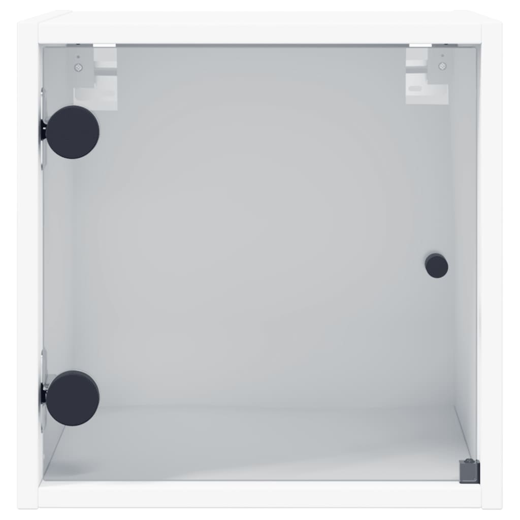 Nachttische mit Glastüren 2 Stk. Weiß 35x37x35 cm