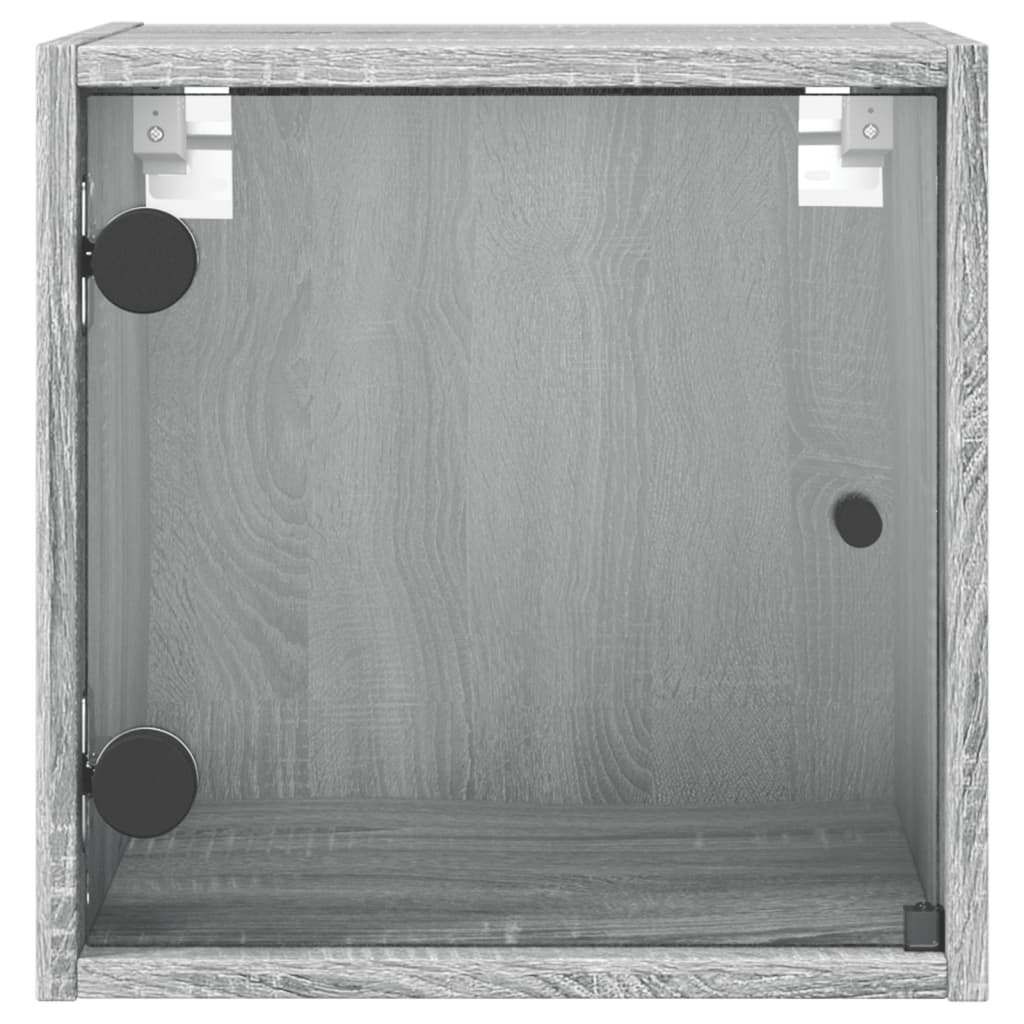 Nachttisch mit Glastür Grau Sonoma 35x37x35 cm