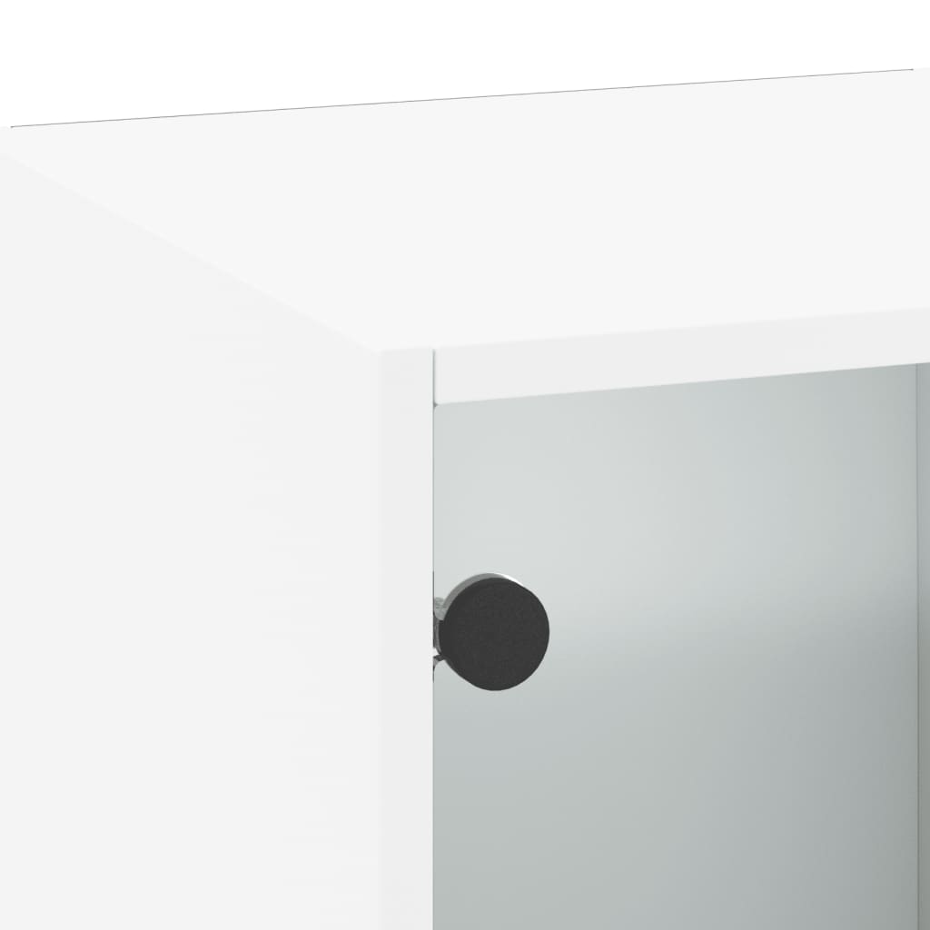 Wandschrank mit Glastüren Weiß 35x37x100 cm