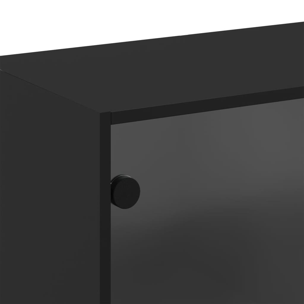Wandschrank mit Glastüren Schwarz 68x37x68,5 cm