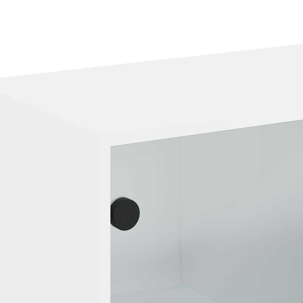 Wandschrank mit Glastüren Weiß 68,5x37x35 cm