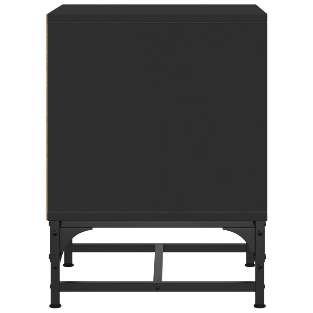 Nachttisch mit Glastür Schwarz 35x37x50 cm