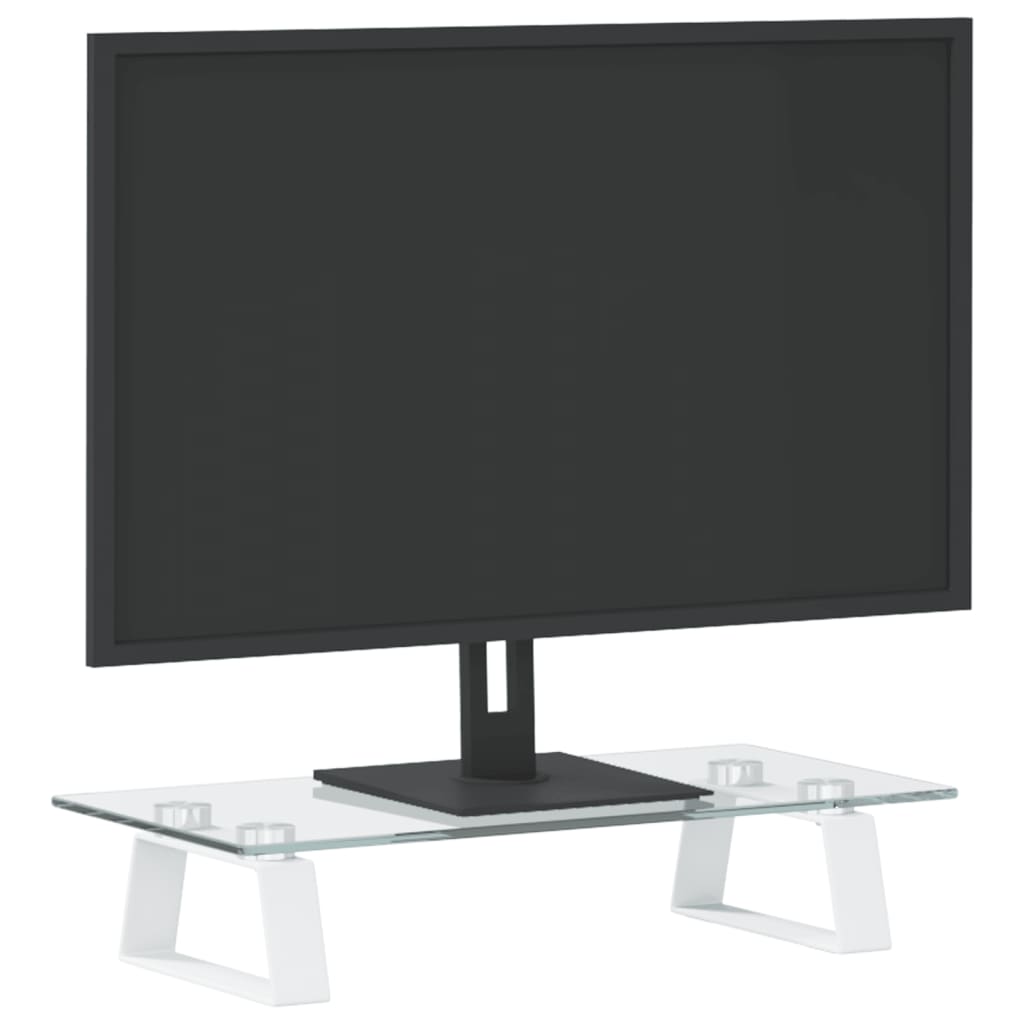 Monitorständer Weiß 40x20x8 cm Hartglas und Metall
