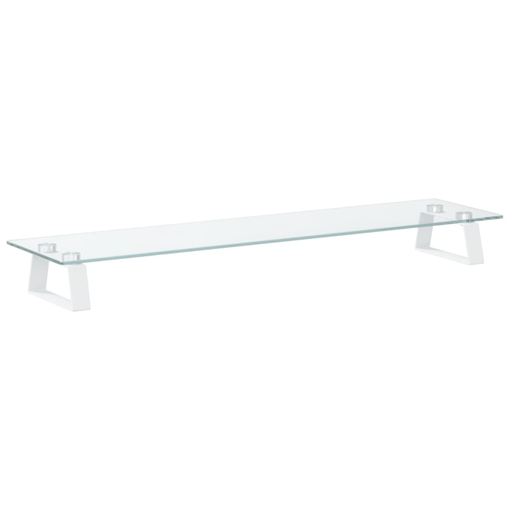 Monitor stand white 80x20x8 cm tempered glass and metal