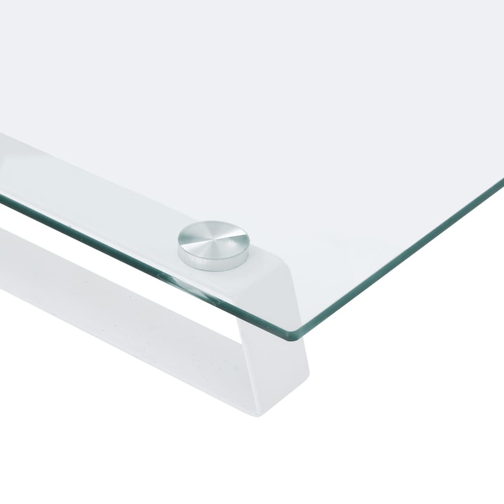 Monitor stand white 80x20x8 cm tempered glass and metal