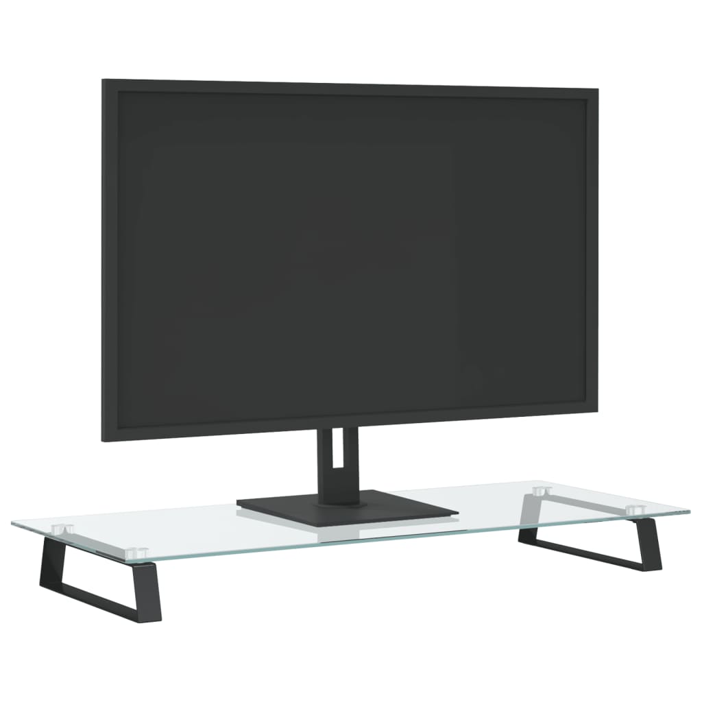 Monitorständer Schwarz 80x35x8 cm Hartglas und Metall