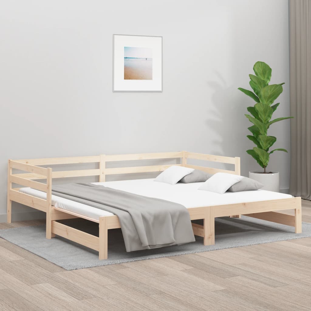 Extendable day bed white 80x200 cm solid pine wood