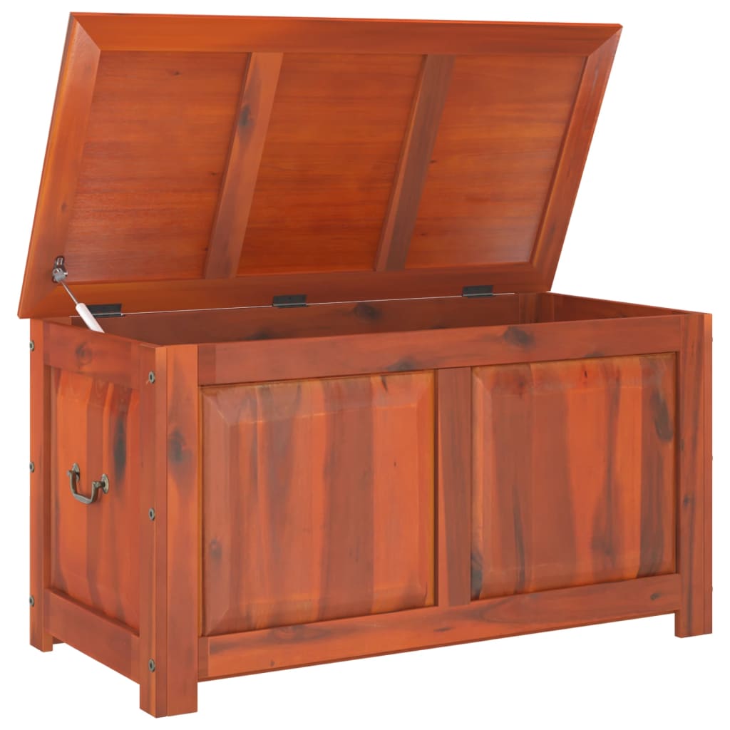 Chest with lid made of brown solid acacia wood