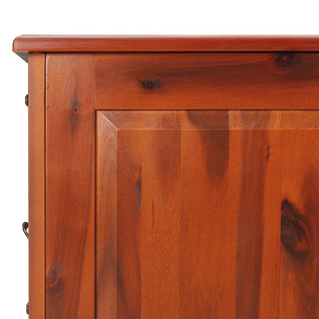 Chest with lid made of brown solid acacia wood