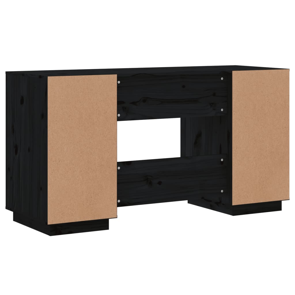 Desk black 140x50x75 cm solid pine wood