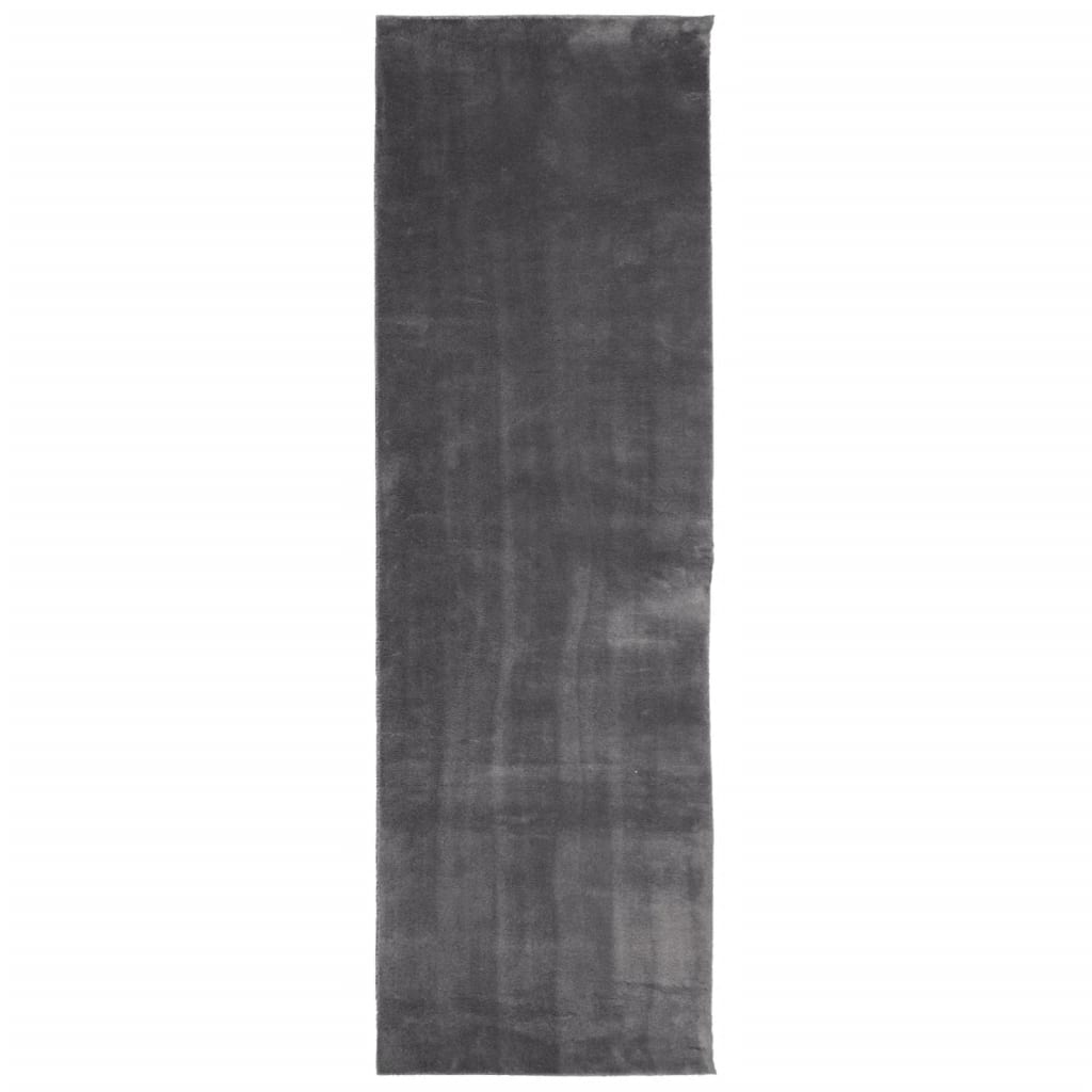 Short pile carpet, soft and washable, anthracite, 80x250 cm