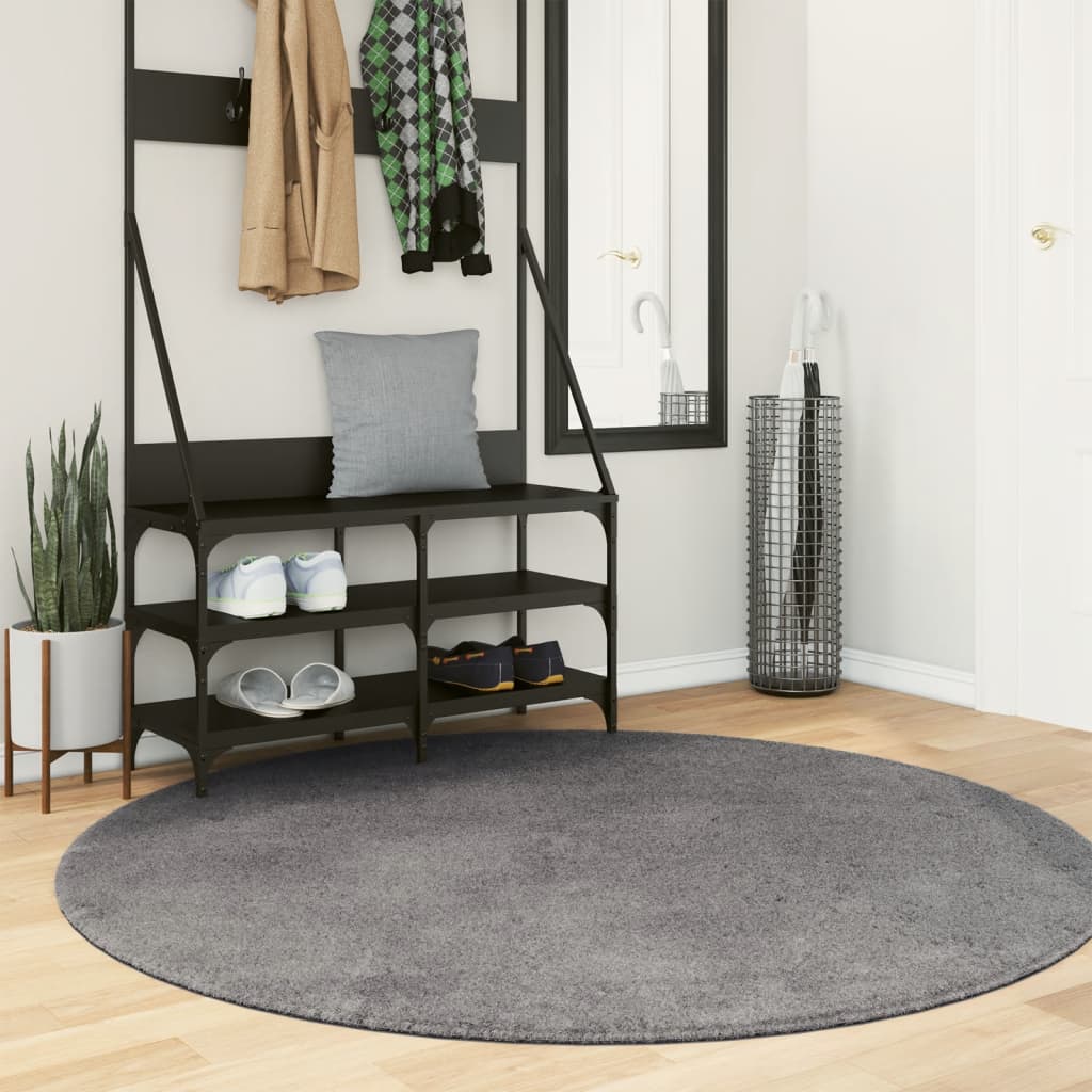 Short pile carpet, soft and washable, anthracite, Ø 160 cm