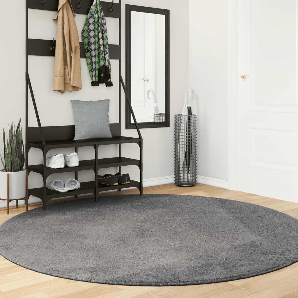 Short pile carpet, soft and washable, anthracite, Ø 200 cm
