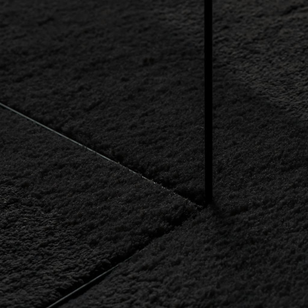 Teppich HUARTE Kurzflor Weich und Waschbar Schwarz 200x200 cm