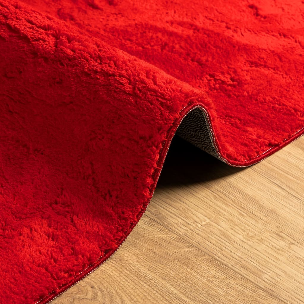 Teppich HUARTE Kurzflor Weich und Waschbar Rot 200x200 cm