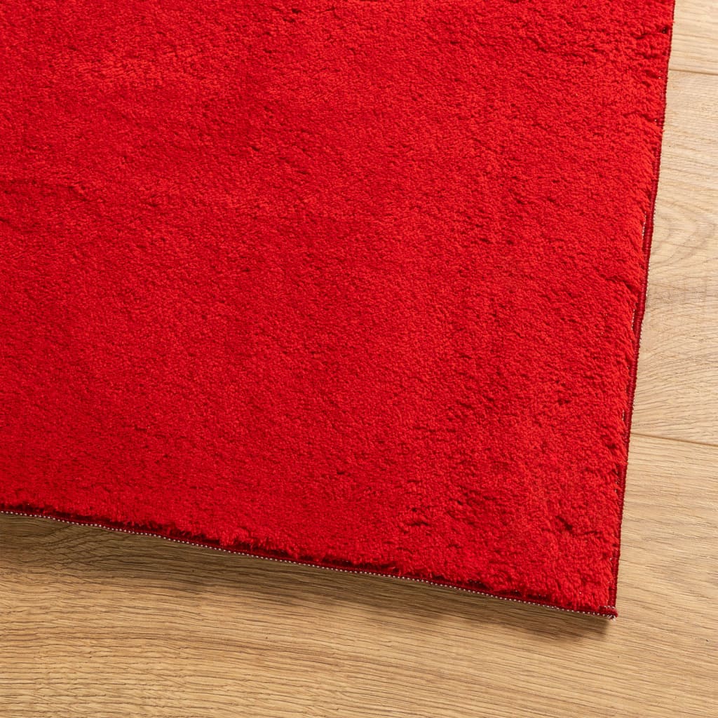 Teppich HUARTE Kurzflor Weich und Waschbar Rot 240x240 cm