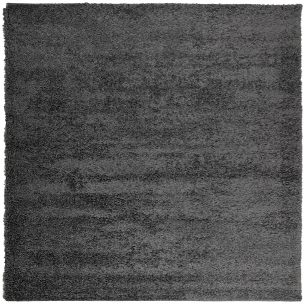 Teppich Shaggy Hochflor Modern Anthrazit 160x160 cm